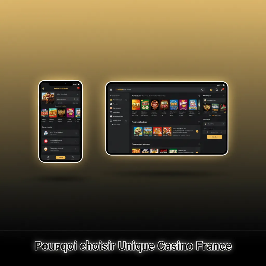 Visuel Unique Casino France: appli mobile, cotes compétitives, jeux premium, cashout, dépôts rapides, support 24/7 stats live