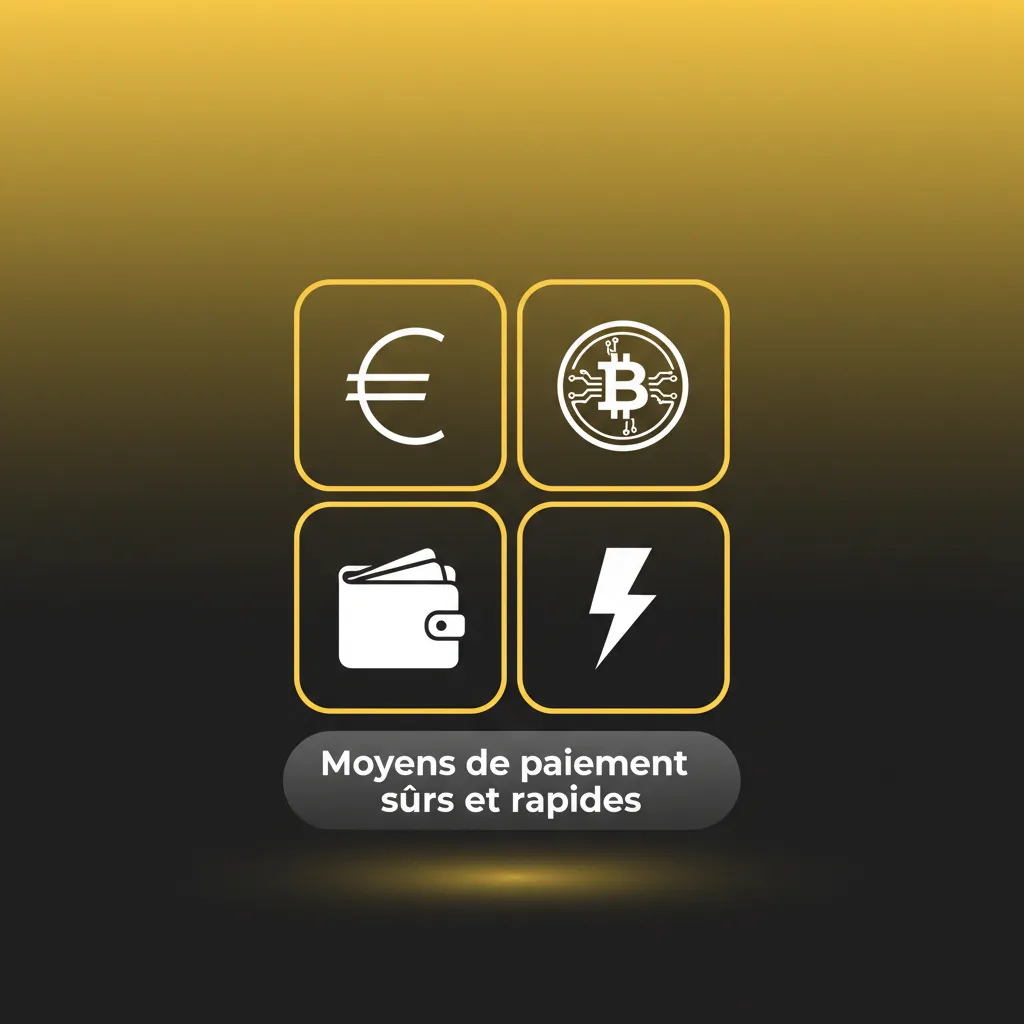 Moyens de paiement sûrs et rapides: Visa, Mastercard, Skrill, virement, BTC, ETH; transferts chiffrés avec contrôle KYC.